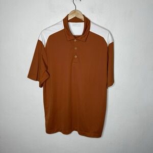 Nike Fit Dry Golf Polo Shirt Men's Large Orange White Preppy Golfing 319679-869